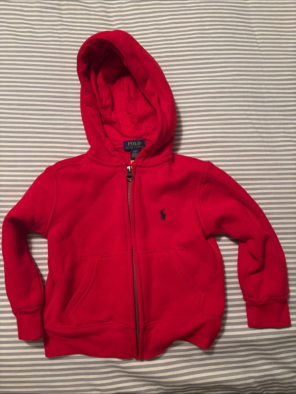 Polo by Ralph Lauren Bright Red Hooded Zip Sweatshirt with Navy Pony